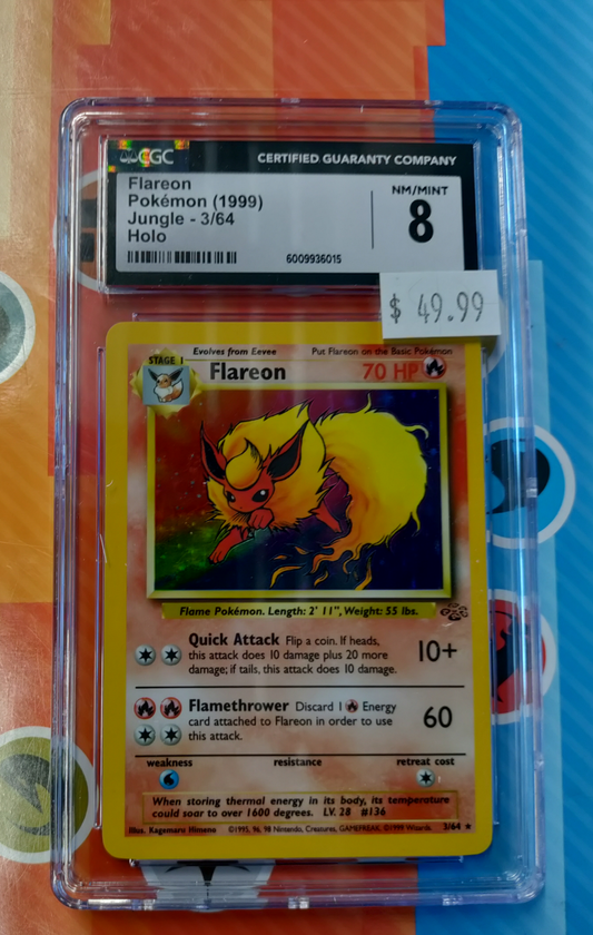 1999 Pokemon Flareon Jungle 3/64 Holo CGC NM/Mint 8