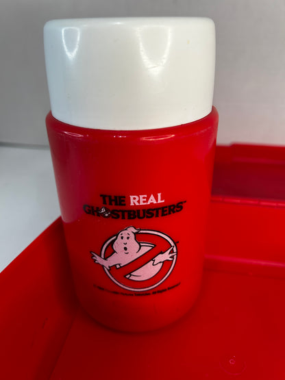 Vintage 1986 Plastic Red The Real Ghostbusters Lunch Box **WITH Thermos