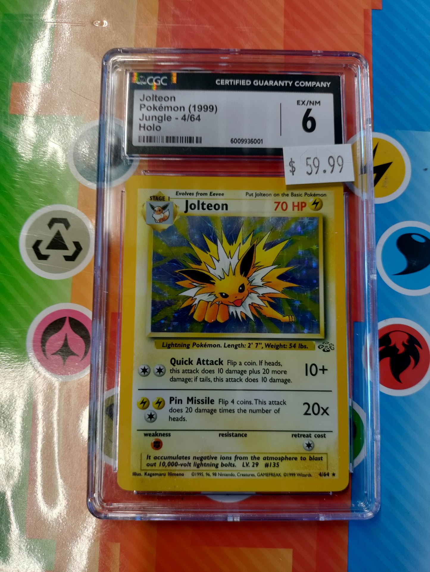 1999 Pokemon Jolteon Jungle 4/64 Holo CGC EX/NM 6