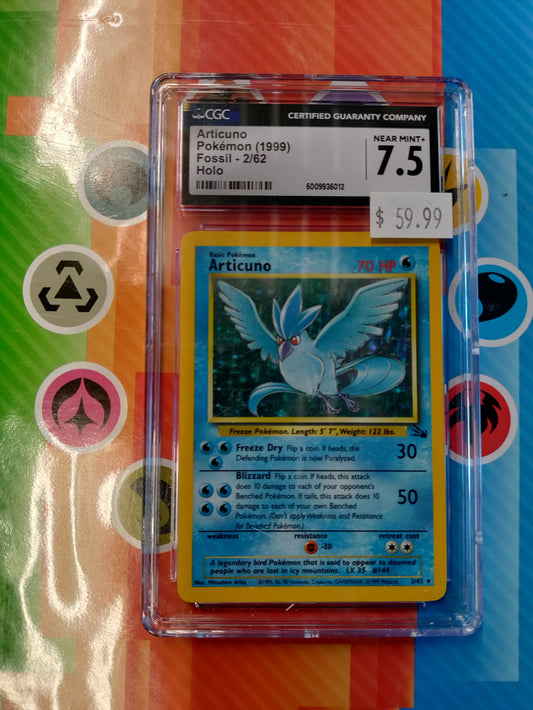 1999 Pokemon Articuno Fossil 2/62 Holo CGC Near Mint 7.5