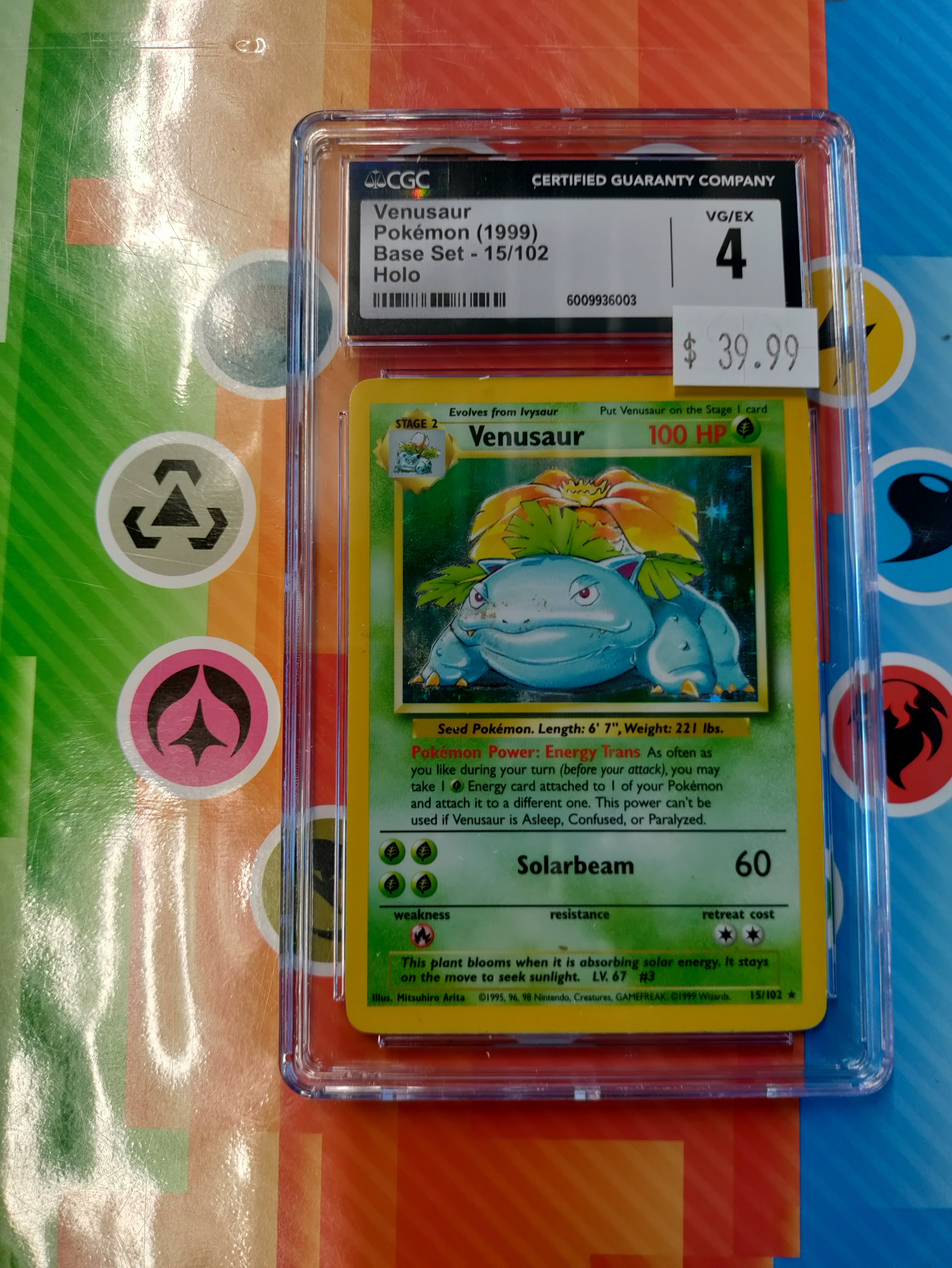 1999 venusaur pokemon card Is this holographic base set shadowless Venasaur Pokmon real or fake? the trusted official grading guarantees its condition Venusaur 1999 Pokmon TCG Base
