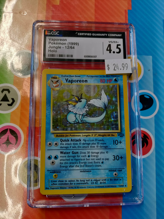 1999 Pokemon Vaporeon Jungle 12/64 Holo CGC VG/EX 4.5