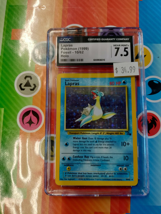 1999 Pokemon Lapras Fossil 10/62 Holo CGC Near Mint 7.5