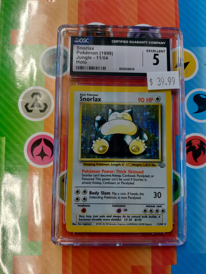 1999 Pokemon Snorlax Jungle 11/64 Holo CGC Excellent 5