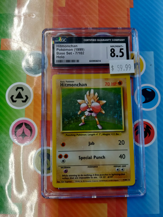 1999 Pokemon Hitmonchan Base Set 7/102 Holo CGC NM/Mint 8.5