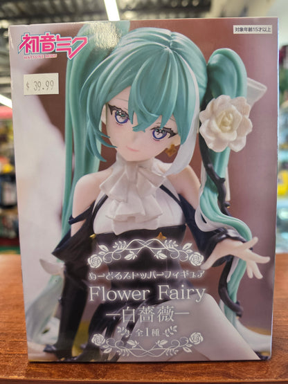 Furyu Hastune Miku Flower Fairy White Rose Noodle Stopper Figure