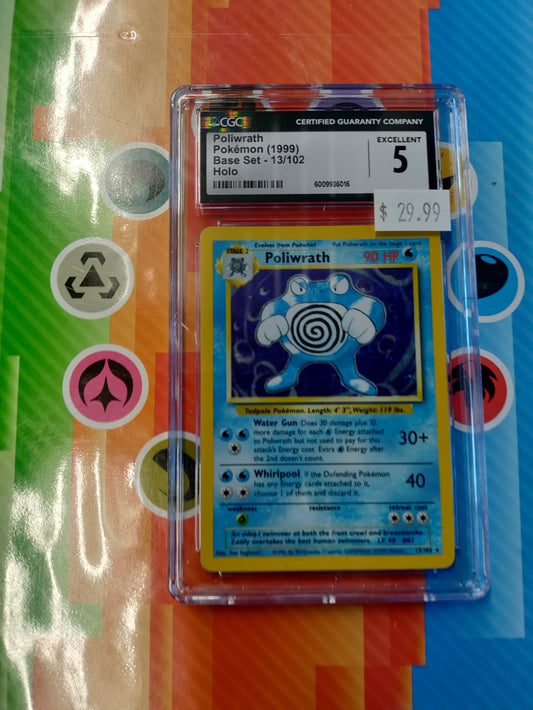 1999 Pokemon Poliwrath Base Set 13/102 Holo CGC Excellent 5